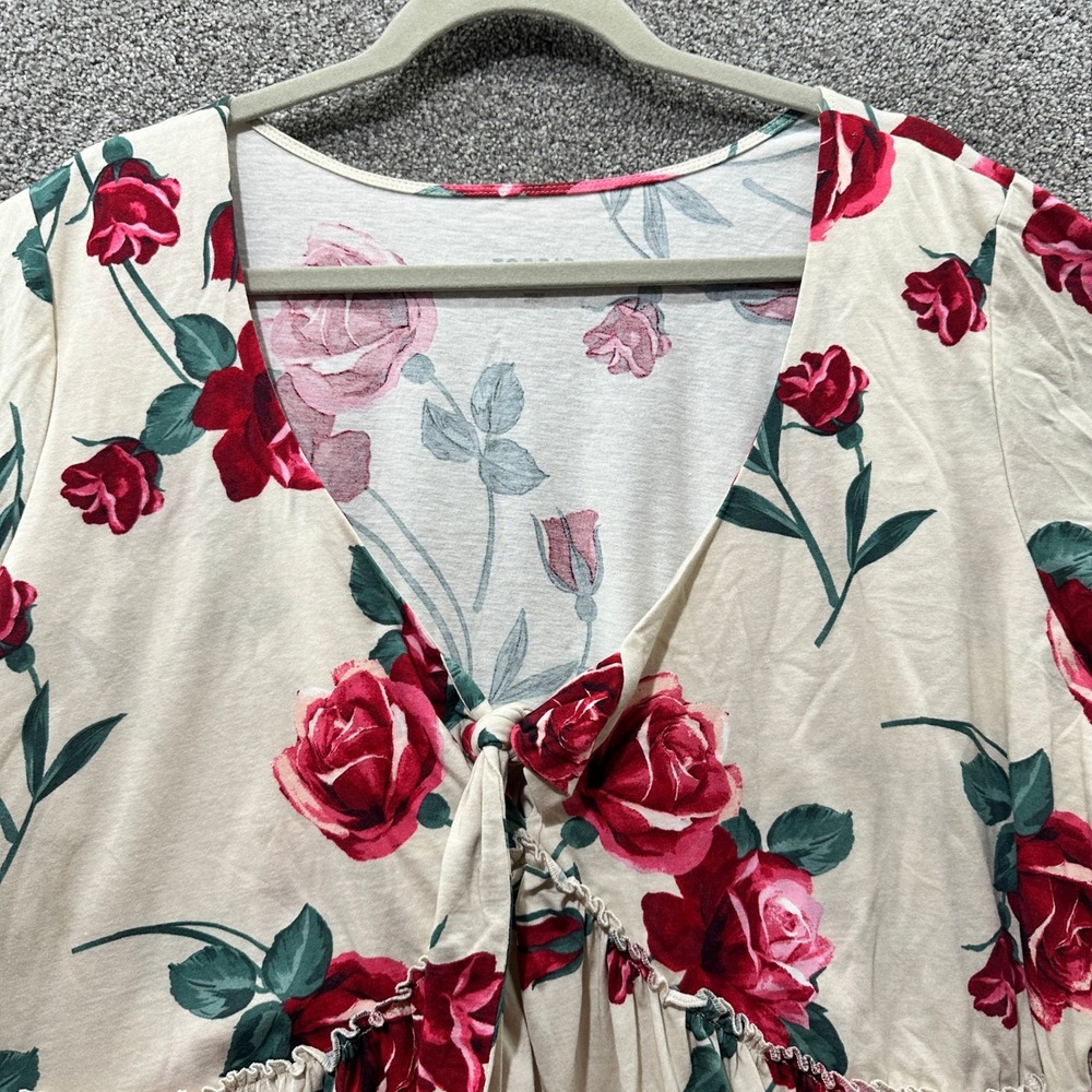Torrid Heritage Jersey V-Neck Tie Front Babydoll Blouse Top Women 3X Floral - Picture 8 of 13